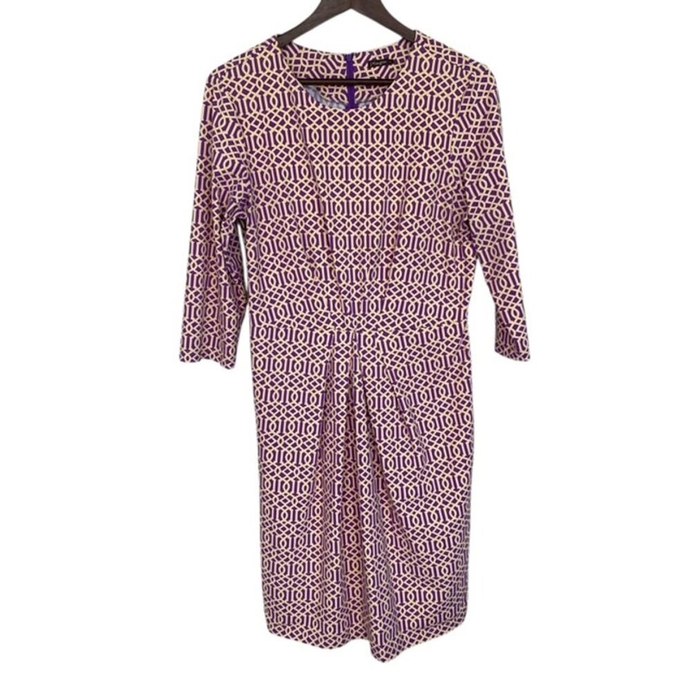 J.McLaughlin Catalina cloth Mia Purple Geometric Print Pleated Dress - Large